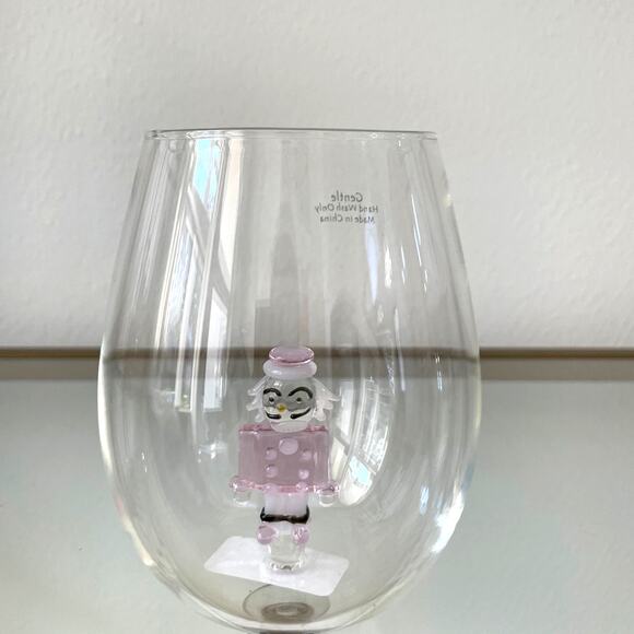 Pink Nutcracker Stemless Wine Glass Christmas Holiday Barware NEW - Picture 1 of 10
